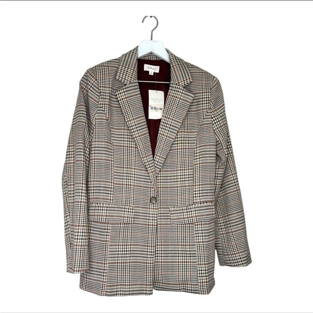 BÖHEME | NWT Bohme Brown & Black Plaid Single Button Oversized Blazer